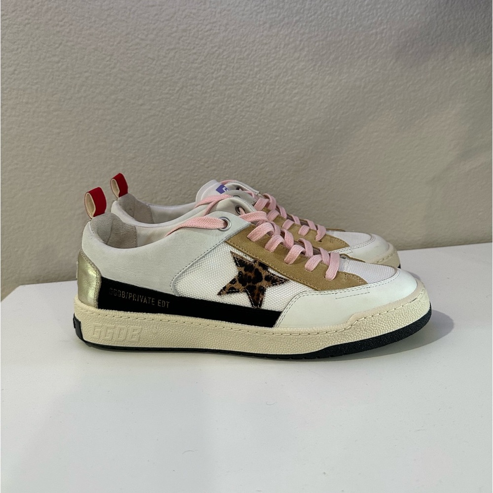 Golden Goose Yeah Low Top Sneakers Women's White Cheetah Star Size 41 shoes
